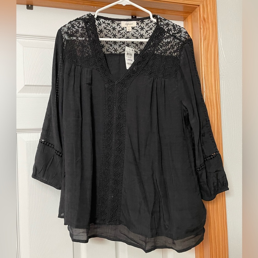 Black semi sheer top